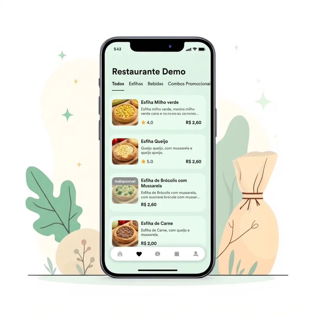 Prévia do catálogo em smartphone